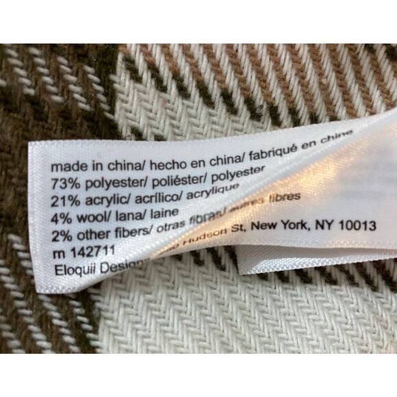 Eloquii Elements Size 14/16 Cream Tan Plaid Wool Blend Shacket with Belt Pocket - Picture 12 of 13